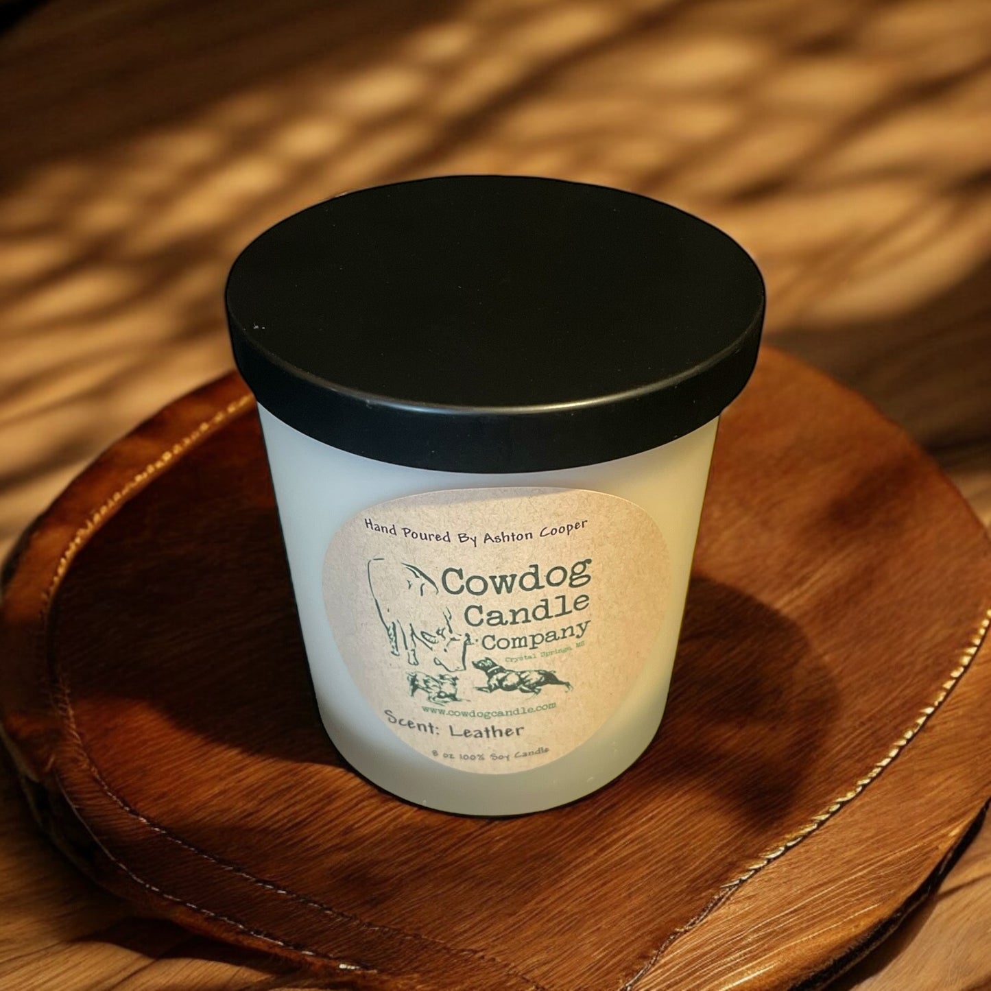 8oz Leather Candle