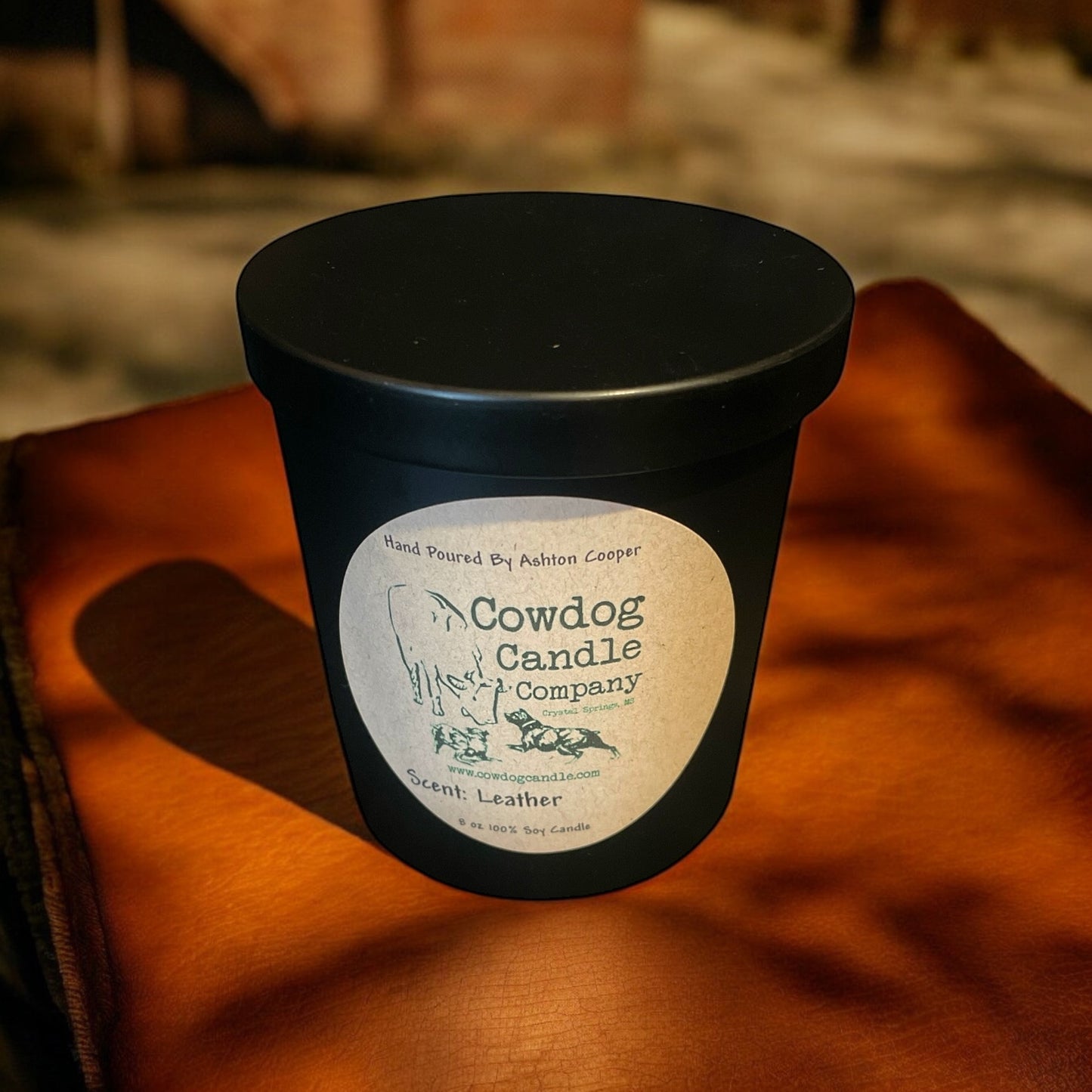 8oz Leather Candle