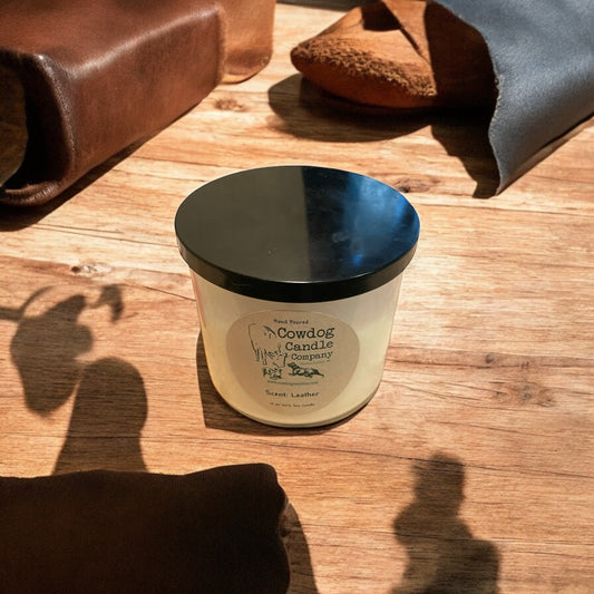 13oz 3 Wick Leather Candle